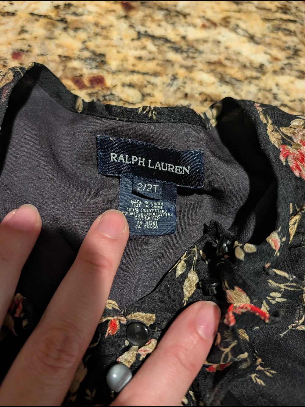 Ralph Lauren Black Floral Ruffle Dress